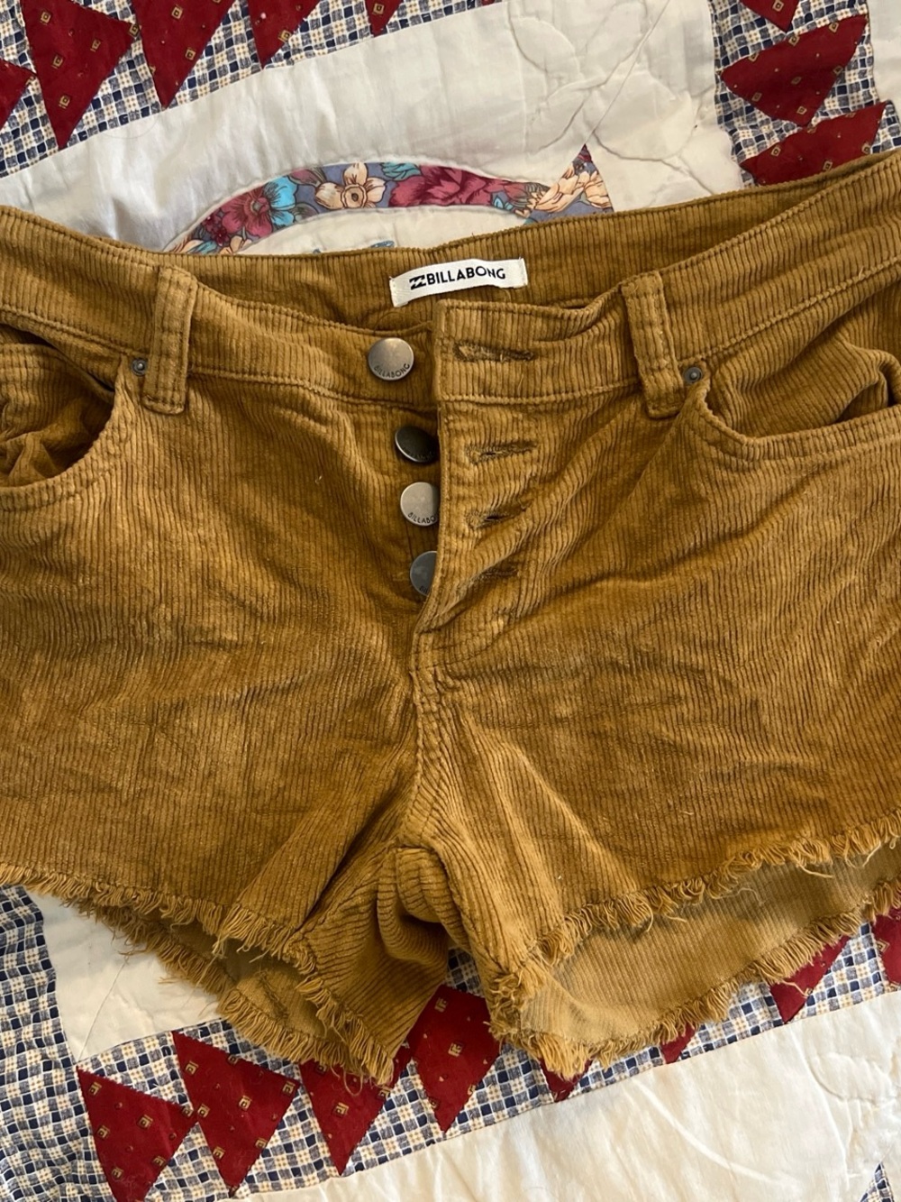 Billabong Women's Mustard Corduroy Frayed Hem Shorts